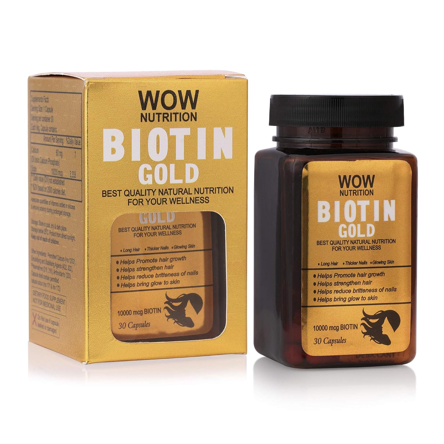 Best Choice Nutrition Wow Nutrition High Potency Biotin Gold 10000 Mcg Pure And Real Gold Standard Biotin 30 Vegetarian Capsules Amazon In Health Personal Care