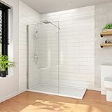 ELEGANT 700mm Wet Room Shower Enclosure Easy Clean Screen Panel with 700x1200mm Walk in Stone Stone Shower Tray and Waste