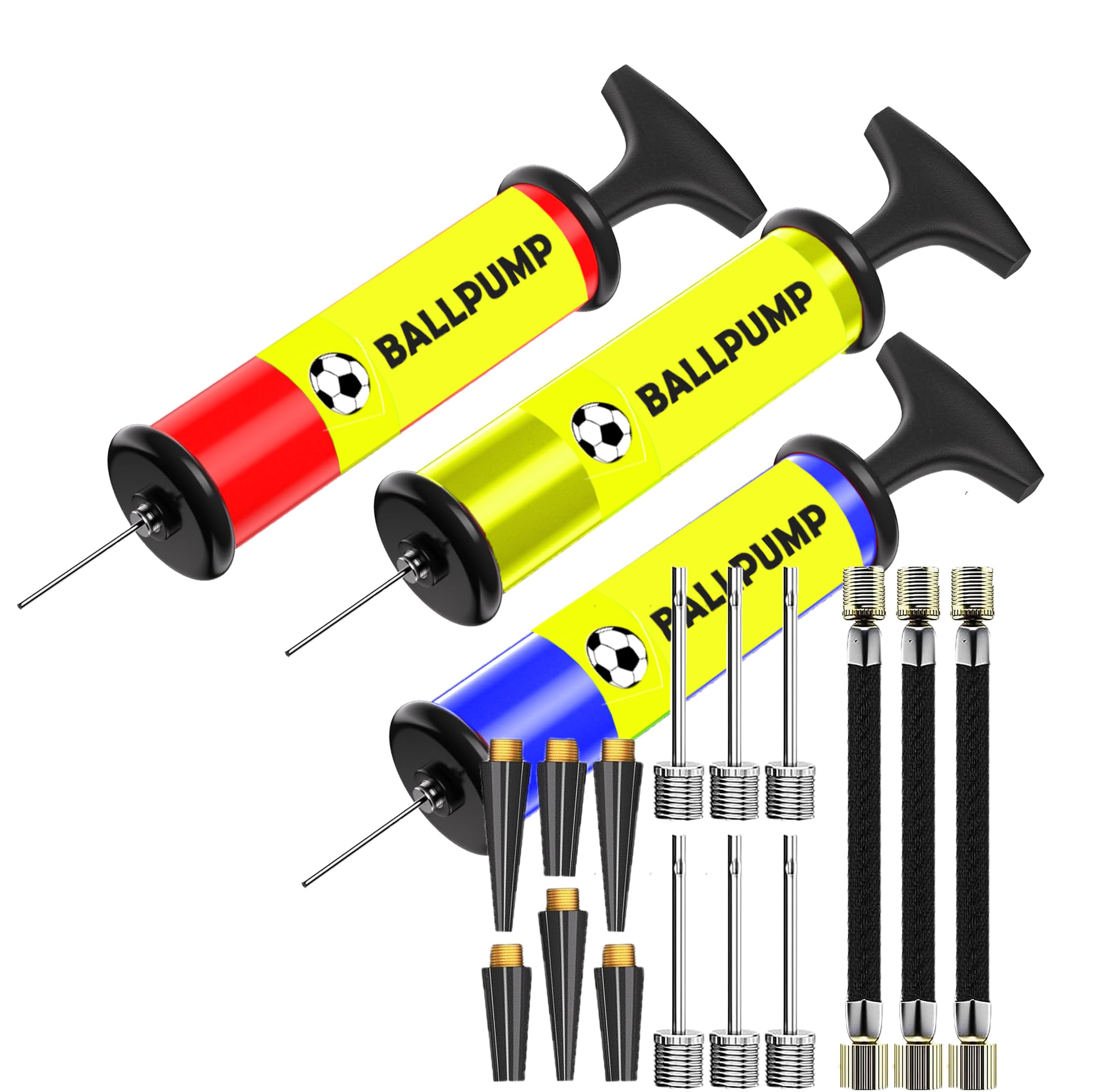 SHARRLA 3 PCS Ball Pump with Nozzle, Extension Hose, Great Air Pump for Exercise Sport Balls - Football & Soccer, Basketball, Volleyball Pump, Swim Inflatables(3 PCS PUMP)