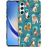 SuzaCase Back Case for Samsung Galaxy A34 5G, Samsung A34 Case with Stylish Space Dog Pattern Design Printed Cute, Sleek Durable Hardshell Protective Case/Cover for Samsung A34 5G White