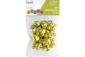 Essentials By Leisure Arts Jingle Bells Assorted Sizes Gold 43pc - Gold Craft Bells in 3 Sizes for Holiday Ornaments, DIY Decorations, Jewelry, and Crafts