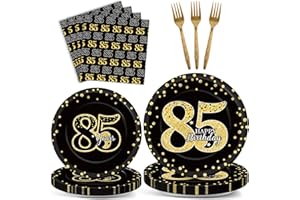 96 Pcs 85th Birthday Party Supplies 85th Birthday Tableware Plates Cheers to 85 Years Table Decorations Dinnerware Happy 85th
