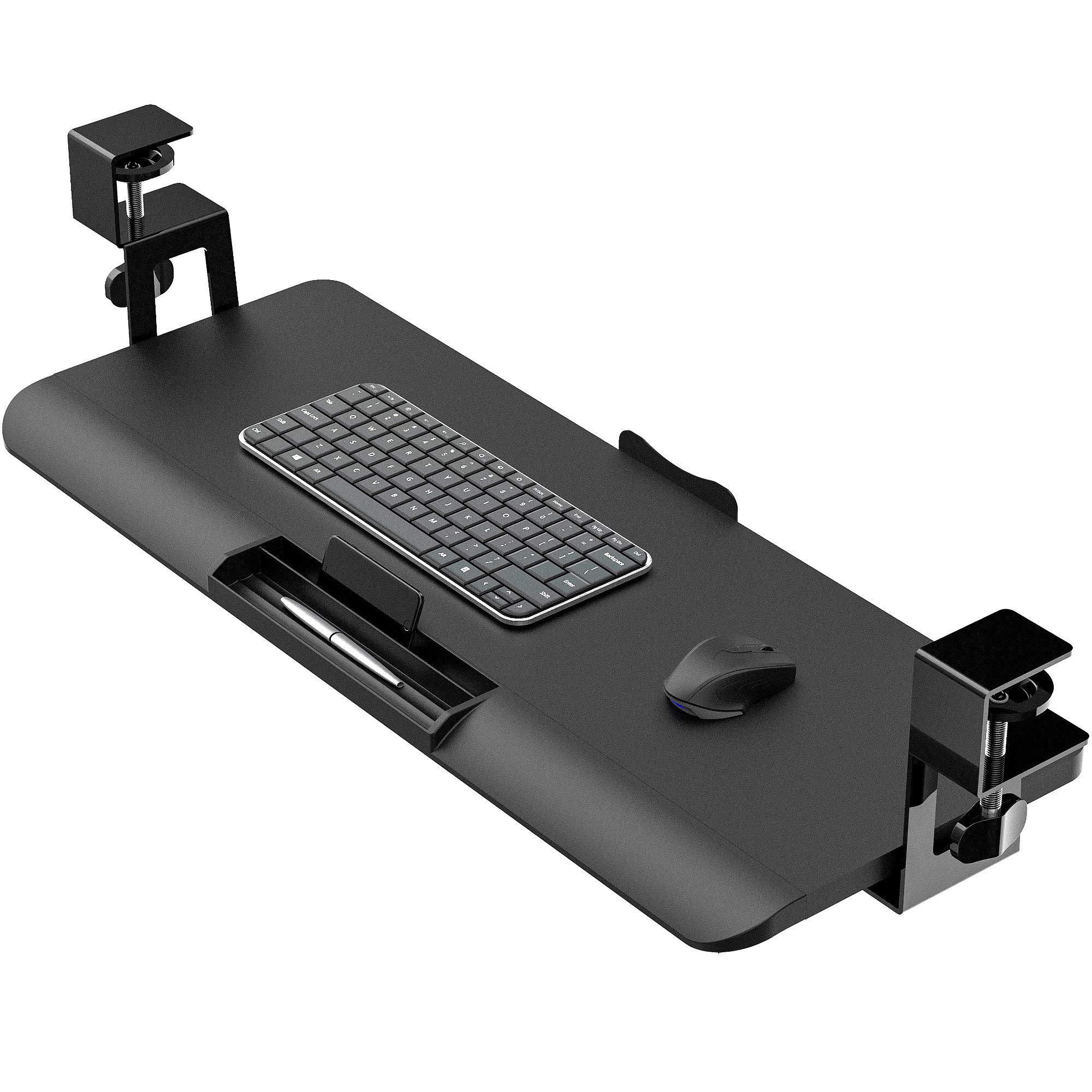Fenge Push-Pull Keyboard Tray Under Desk C-Clamp Keyboard Drawer Adjustable Ergonomic Design L65xW39.5cm KT760001WB
