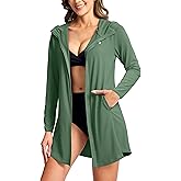 SANTINY Women's UPF50+ Swim Cover Up Sun Protection Hoodie Long UV Jacket SPF Lightweight Swimsuit Beach Cover Ups for Women