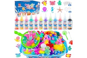 QANIY Magic Water Elf Toy Kit, Aqua Fairy Water Gel Kit,Christmas Gifts for Kids Ages with 12 Gels and 6 Molds, DIY Squishy Maker Set, Kids Christmas Gifts, DIY Crafts for Boys and Girls Ages 3+