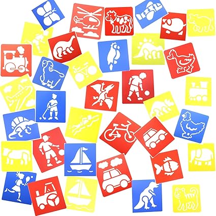 Amazon Com Inxens Plastic Stencils For Kids Craft Drawing Stencils Painting Templates Shapes Set Of 36 Toys Games