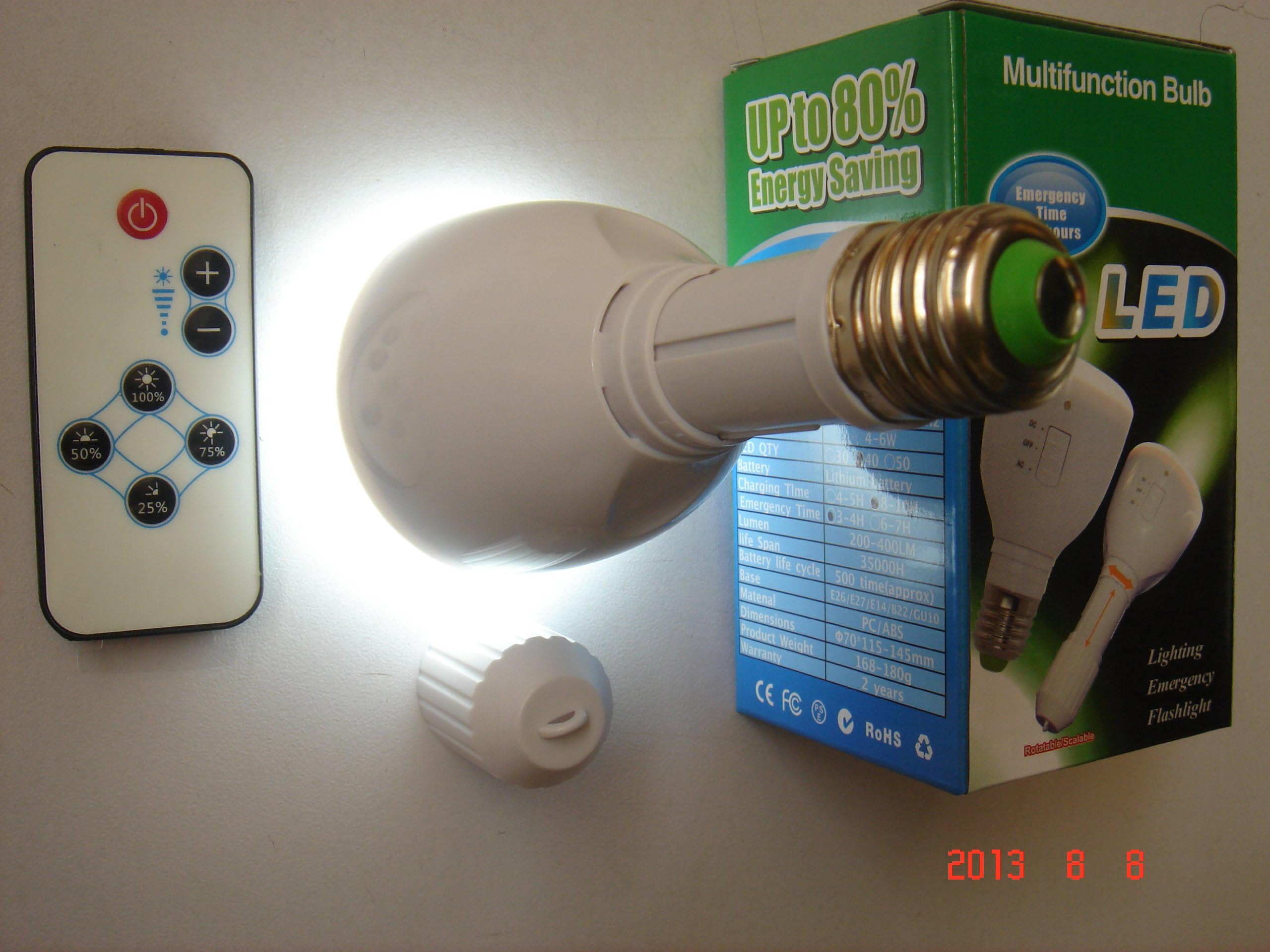 Rechargable LED Emergency Light Bulb 5watt 260lumens Gives 4 Hrs Light After Blackout By:led Greenland Outstanding Gift Idea