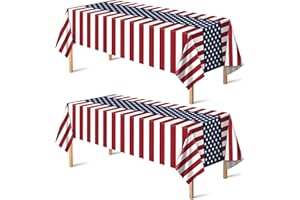 OHOME 4th of July Decorations - Memorial Day Decorations - Patriotic Decorations American Flag Plastic Tablecloth | Fourth of July Accessories for Home Outdoor Outside Party Favors,54"x108",2 Pack