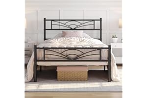 Yaheetech Twin Size Bed Frames Metal Platform Bed Mattress Foundation with Cloud-Inspired Design Headboard/Footboard/Ample Under Bed Storage/No Box Spring Needed/Black