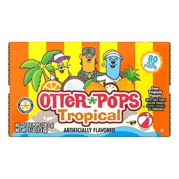 OTTER POPS, TROPICAL ASSORTED FREEZER POPS, 1OZ FREEZE POPS IN SIX ZIPPY FLAVORS, 80 COUNTS