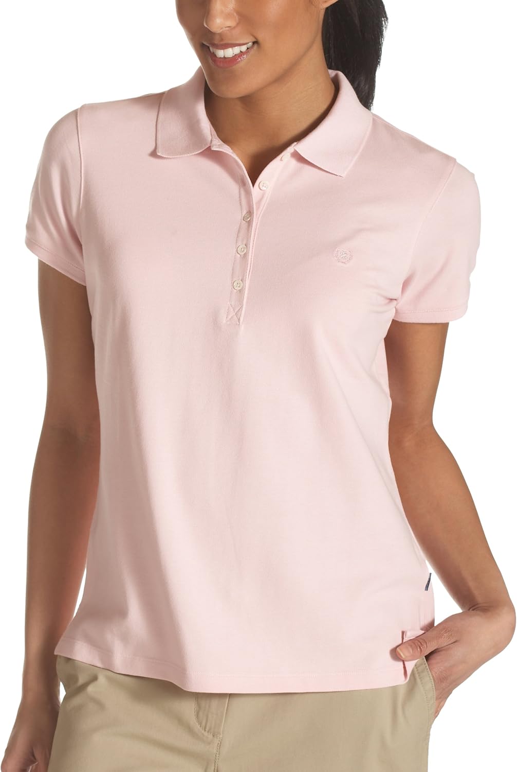 IZOD Women's Short Sleeve Original Polo Shirt, Rosebud, Medium Amazon.in Clothing & Accessories