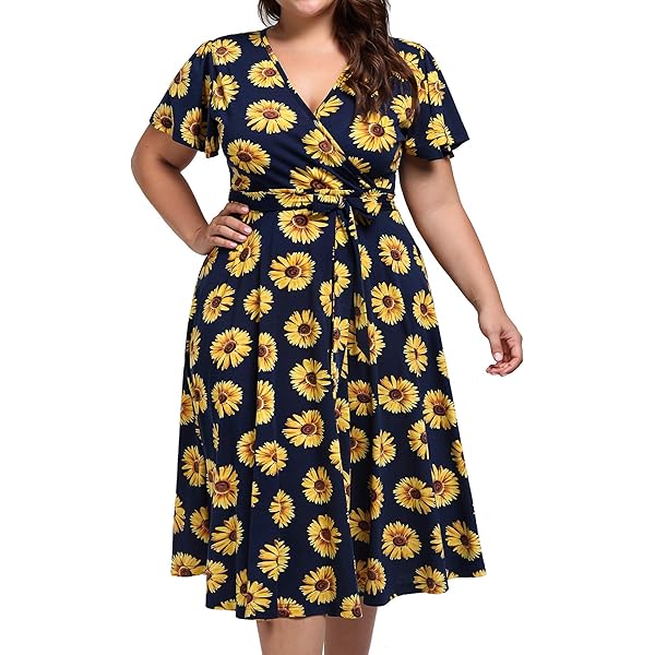 Women's Summer Plus Size Dress Casual Tropical Leaf Print Short Sleeve V Neck Empire Waist Midi Dresses at Amazon Women's Clothing store Women's Summer Plus Size Dress Casual Tropical Leaf Print Short Sleeve V Neck Empire Waist Midi Dresses at Amazon Women's Clothing store