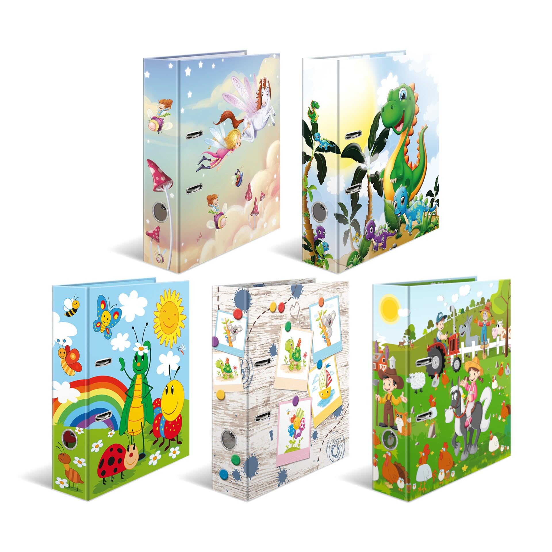 HERMA Lever Arch Files Kindergarten, Assorted, A4, 70 mm Spine, with Inner Print, Pack of 10