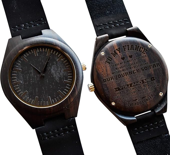 Amazon Co Jp To My Fiance ギフト 彫刻木製腕時計 メンズ 木製 結婚式 記念日 誕生日ギフト Dark デザイン7 腕時計