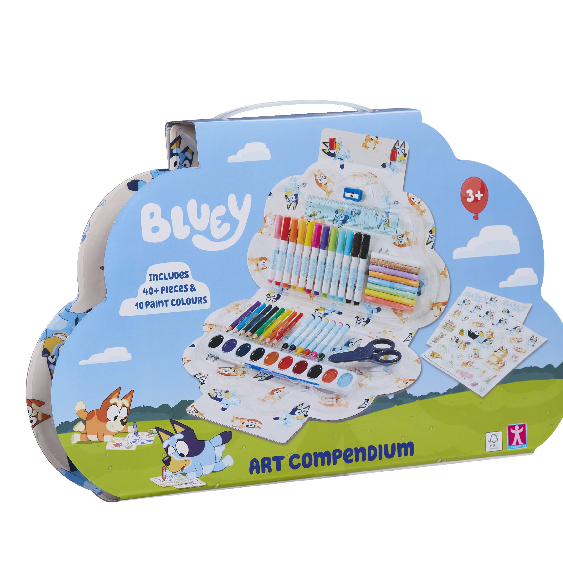 Character Options 07843 BLUEY 50PC Art Compendium Carry CASE, Blue