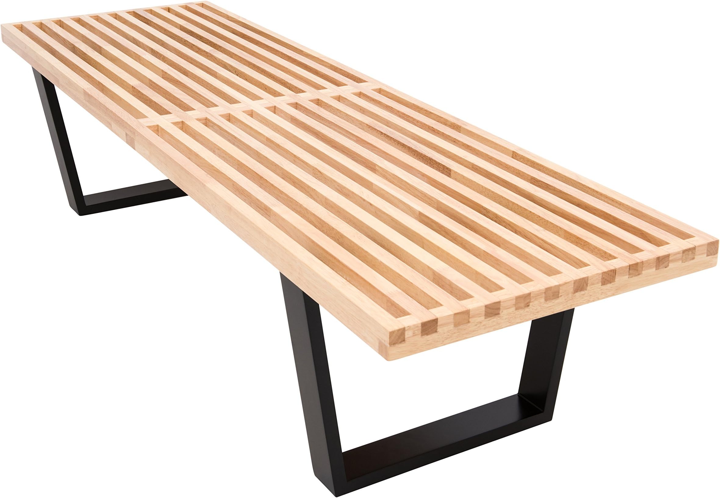 LeisureMod Mid-century Modern Inwood Platform Bench, 5-Feet, Natural Wood