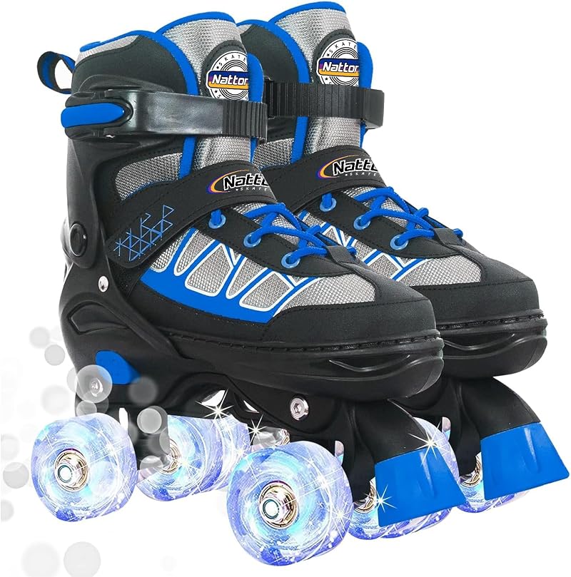 Nattork Adjustable Kids Roller Skates with Light Up Wheels