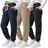 LessonZoo 3 Pack Girls' Boys Sweatpants Corduroy Drawstring Athletic Joggers Kids Lightweight Uniform Pants with Pockets