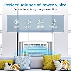 Senville 6,000 BTU Window Air Conditioner, Cools Up