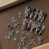 32PCS Halloween Nail Charms 3D Alloy Skull Nail Art Charms Gothic Retro Nail Jewels Gems Vintage Heart Cross Punk Nails Accessories Halloween Nail Art Decoration for Women Holiday Party DIY Manicure