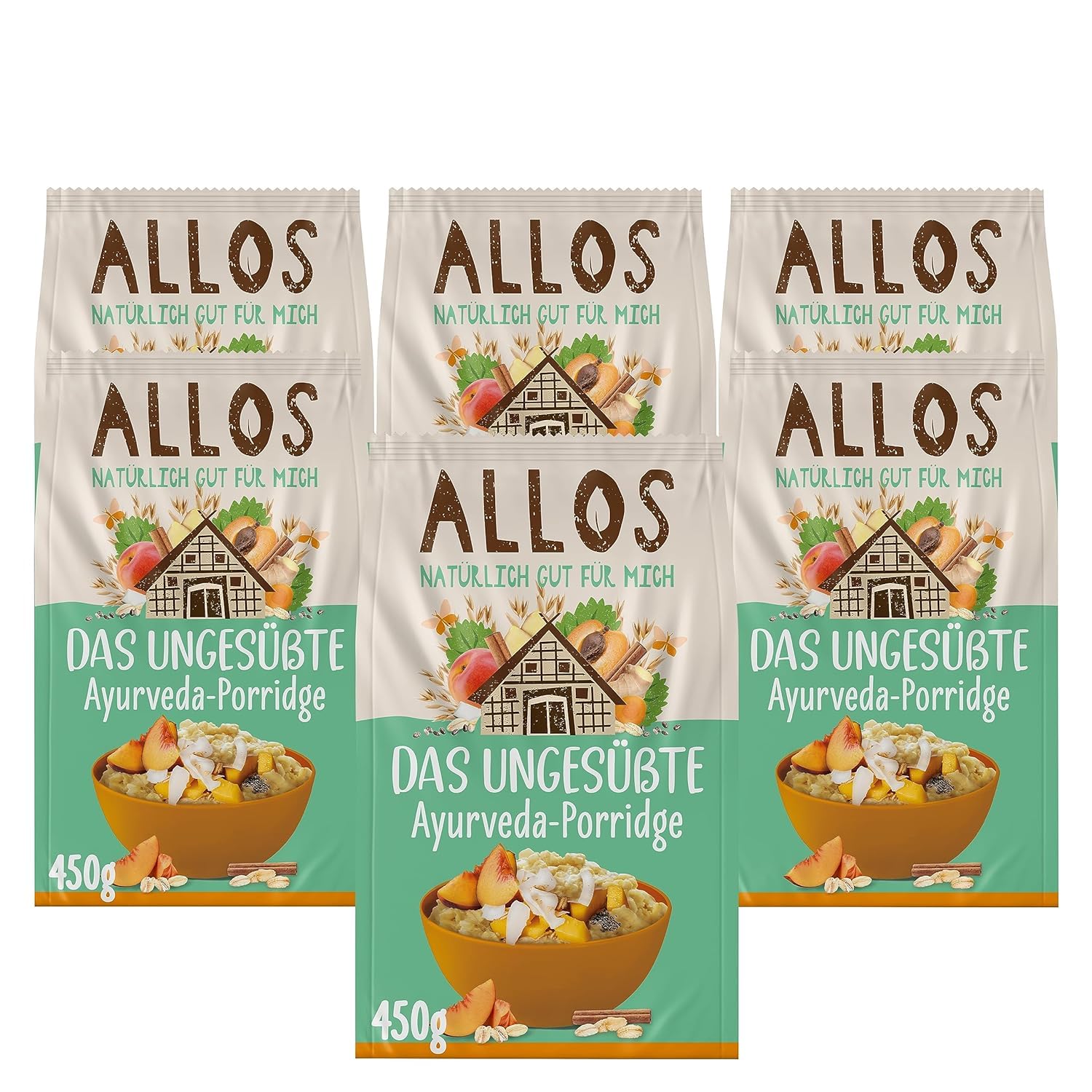 Allos Porridge Ayurveda ungesüßt | Bio Frühstücksbrei | 6 x 450g