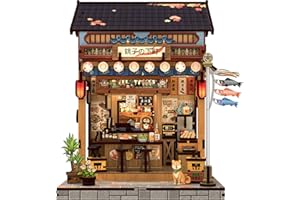 Cutefun Book Nook Kit - DIY Miniature House Kit for Adults, Teens and Beginners, Japanese Izakaya Booknook Tiny House Bookshelf Decor 3D Wooden Puzzles, Gifts for Friends and Family (Izakaya Shop)