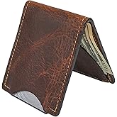 Front Pocket Slim Bifold Wallet for Men | Made in USA | Premium Full Grain Leather Men’s Wallet with Minimalist Design Tobacco Snakebite Brown