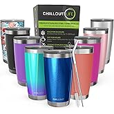 CHILLOUT LIFE 20 oz Stainless Steel Tumbler with Lid - Double Wall Vacuum Insulated Coffee Mug with Splash Proof Lid and Stra
