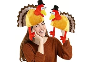 TURNMEON 2 Pack Thanksgiving Turkey Hats, Turkey Novelty Costume Hats, Thanksgiving Party Dress up Accessories Hat