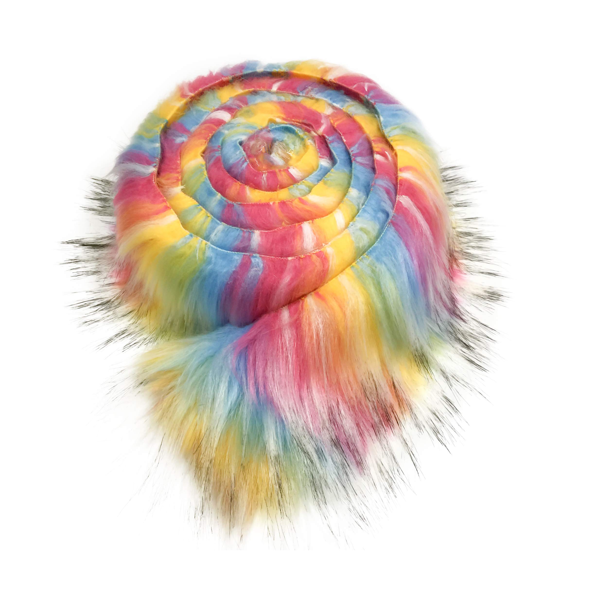 Furryvalley Faux Fur Trim Raccon Fox Fur Ribbon Craft Furry Stripe for Slippers Slides Fringe 2 Yards Colorful (1#)