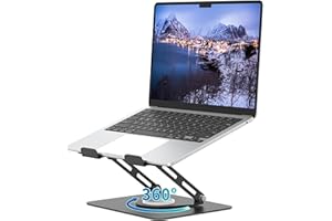 ALASHI Laptop Stand for Desk with 360 Rotating Base, Multi-Angle Adjustable Laptop Stands, Foldable Laptop Riser Compatible with 10 to 15.6 Inches PC Computer, Black