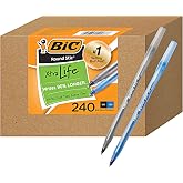 BIC Round Stic Xtra Life Ballpoint Pen, 1mm Medium Point, Pack of 240 | Bulk Pack of 120 Black &amp;120 Blue Pens, Flexible Round Barrel for Writing Comfort, No. 1 Selling Ballpoint Pens