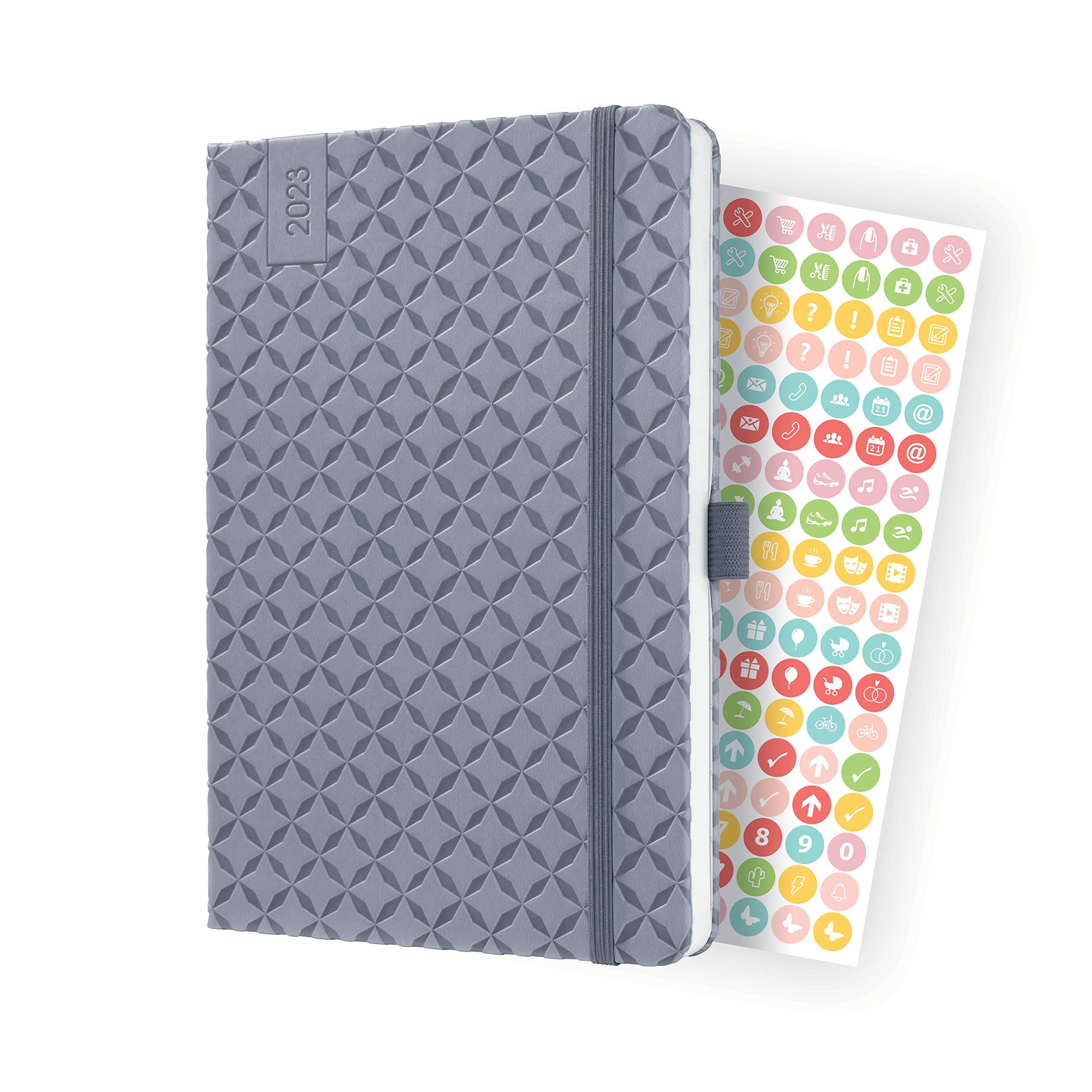 SIGEL J3121 Jolie Weekly diary 2023 - hardcover - 13,5 x 20,3 cm - 174 pages - light grey