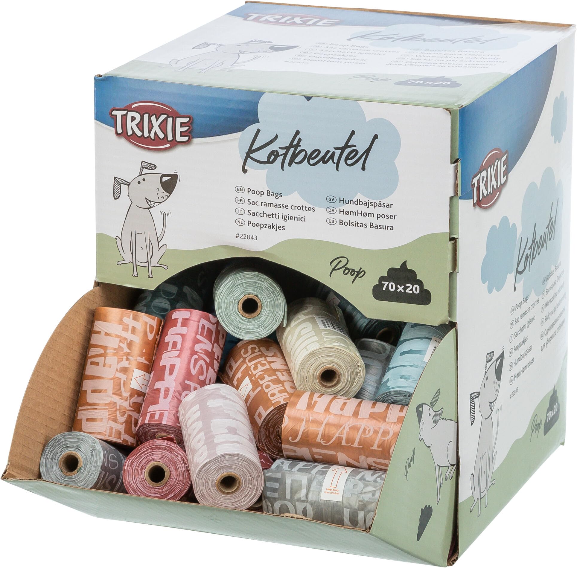 TRIXIE dog waste bags 70 rolls in dispenser - 20 bags per roll - for all roll bag dispensers - 22843
