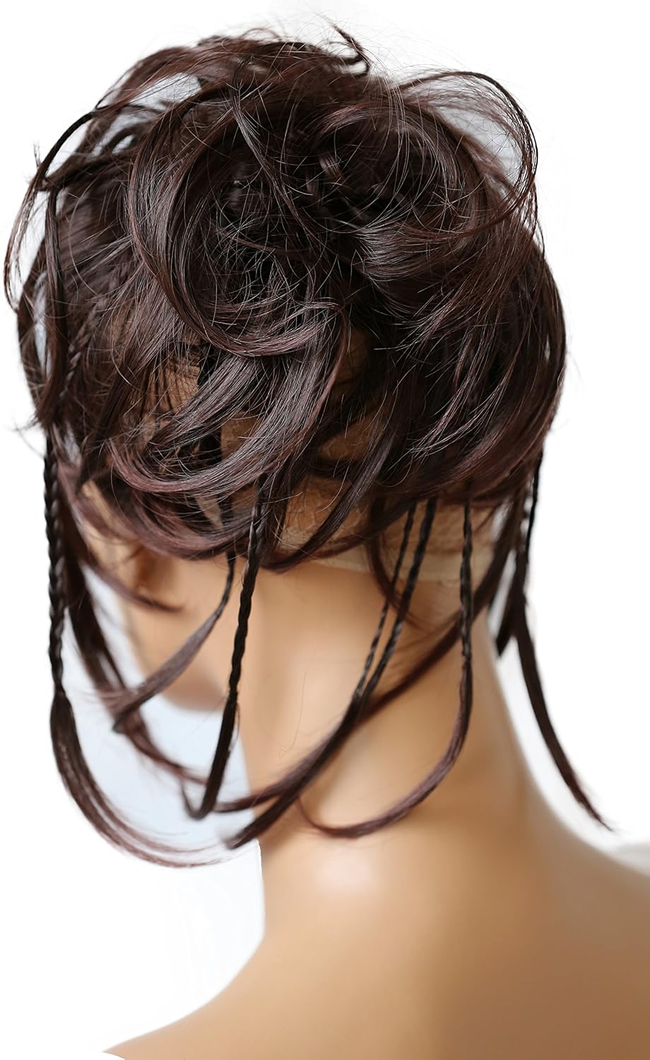 CAISHA XXL Scrunchie Messy Bun Hairpiece Braided Updo Slightly Wavy Voluminous Dark Brown G7D, dark brown #2T33 G7D, Petite