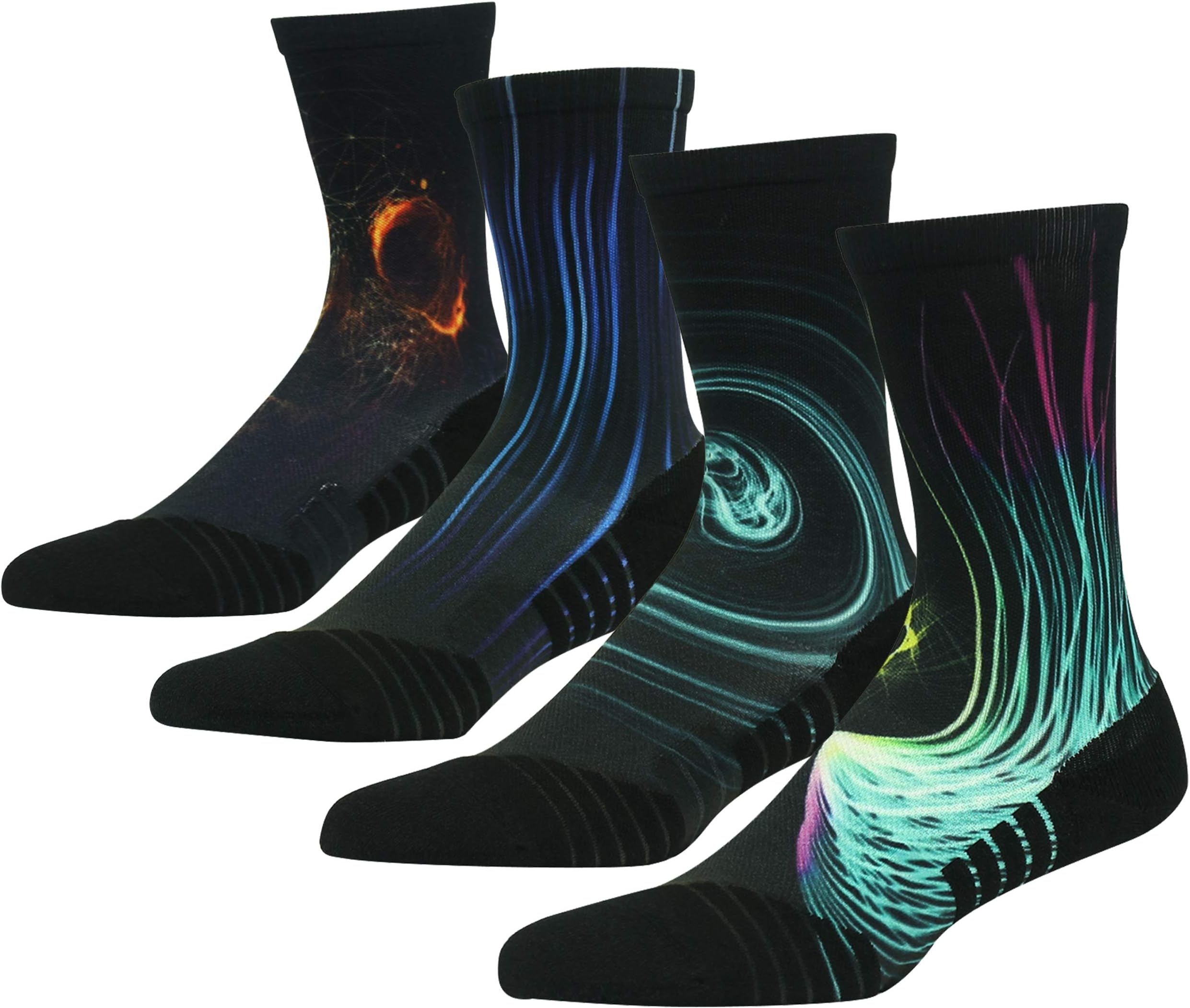 HUSOCycling Socks for Men Women, Novelty Bike Socks Fun Running Basketball Athletic Crew Socks 3, 4, 7 Pairs