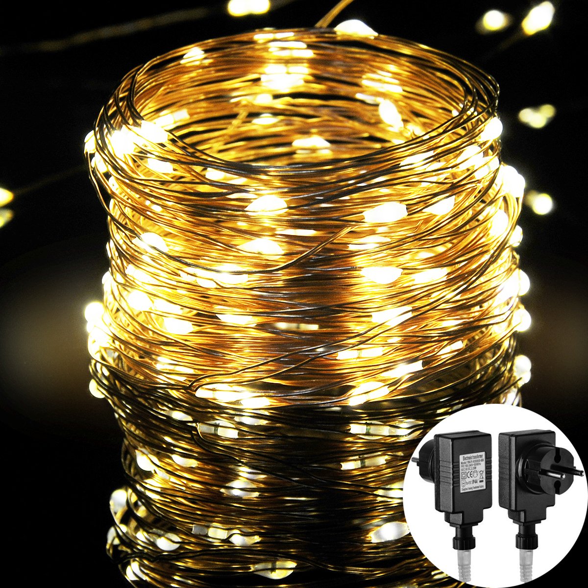 Cadena de Luces LED,MORECOO 33ft/10M Cadena Led de Luces, Impermeable Luces de la secuencia ,Perfecta para decoración de Hogar, Juego,Boda,Navidad y Otras Fiestas etc.(Blanco cálido)