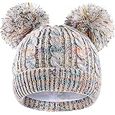 Century Star Kids Toddler Winter Hat- Satin Lined Beanie with Pom Pom Warm Knit Cap for Girls Boys One Size