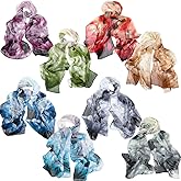 Xtinmee 8 Pcs Lightweight Summer Scarfs for Women Ultra Thin Scarves Floral Pattern Dressy Scarf Lotus Print Long Chiffon Georgette Thin Shawl Scarves Women Holiday Gifts Present Head Neck Hair Wrap