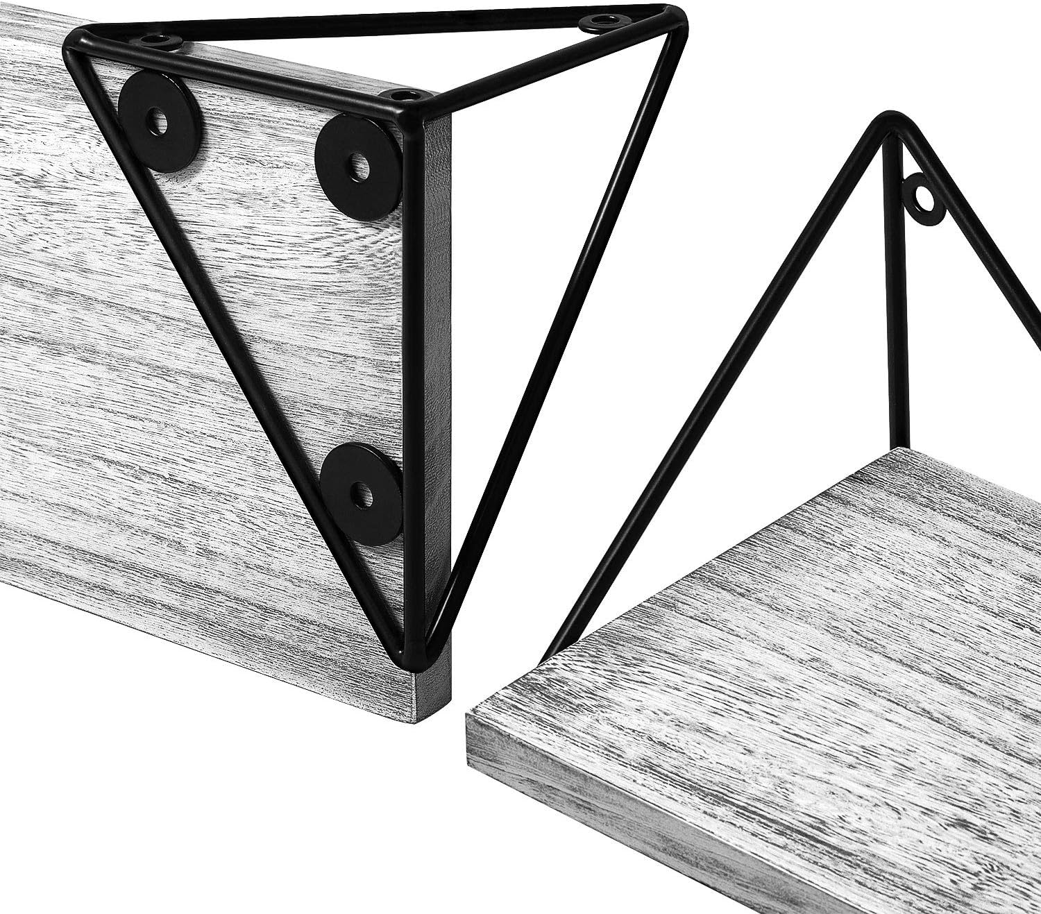 BAYKA Floating Shelves Wall Mounted Set of 3, Rustic Wood Wall Shelves for Living Room, Bedroom, Bathroom Gray: Home & Kitchen