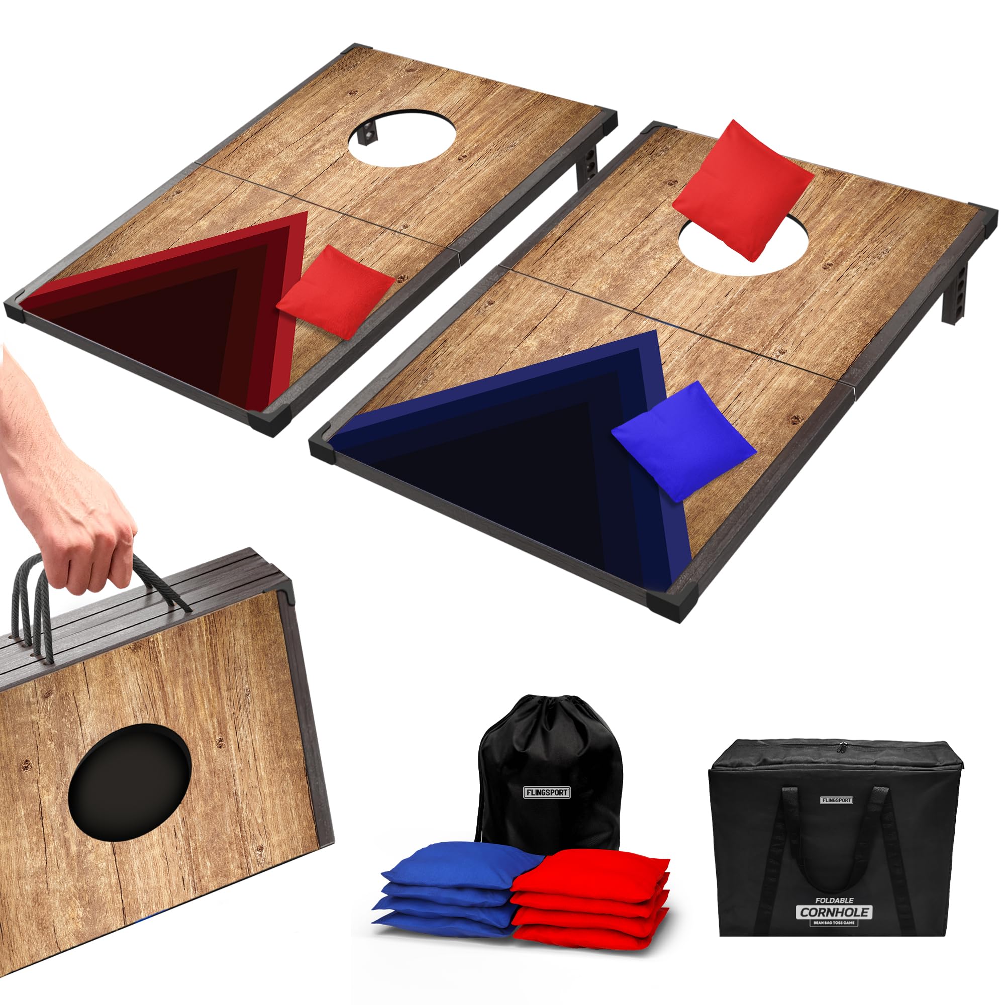 Photo 1 of ** SIMILAR ** Portable Cornhole Board Set 24"x15", Foldable Wooden Travel Size Corn Hole Game Sets, Incl 2 Boards 8 Canvas Bean Bags, Indoor & Outdoor Lawn Toss Games Activity, for Kids Teens & Adults