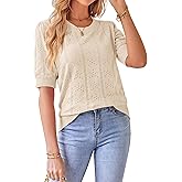 GRACE KARIN Womens Lightweight Thin Summer Pullover Sweater Cute Puff Short Sleeve Tops Pullover Shirt Knit Blouse