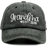 Grandma Est 2026 Hat for Women,Distressed Vintage Washed Baseball Caps for Nana Gigi New Grandma Black