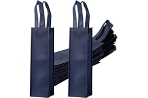 Dasofine Navy Blue Wine Tote Bag, 20pcs Reusable Non-Woven Fabric Wine Bags for Wine Bottles Gifts, 4’’× 3.5’’ × 13.8’’ Wine Gift Bags with Handles, Wine Bags Bulk for Party, Wedding