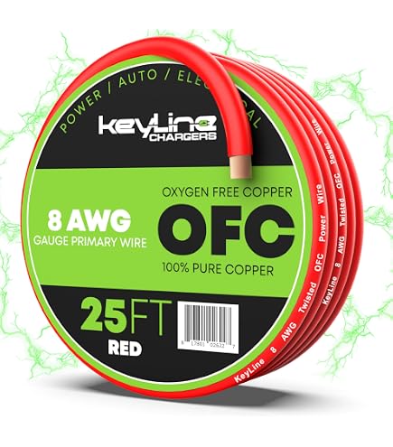 8 Gauge Wire (25ft Each - Red/Black) Copper Clad Aluinu CCA - Priary