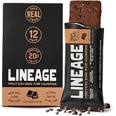 Lineage Provisions Chocolate Protein Bars, 12 Pack | 20g grass fed whey protein &amp; collagen, gluten free, no seed oils, nothing artificial, with raw honey