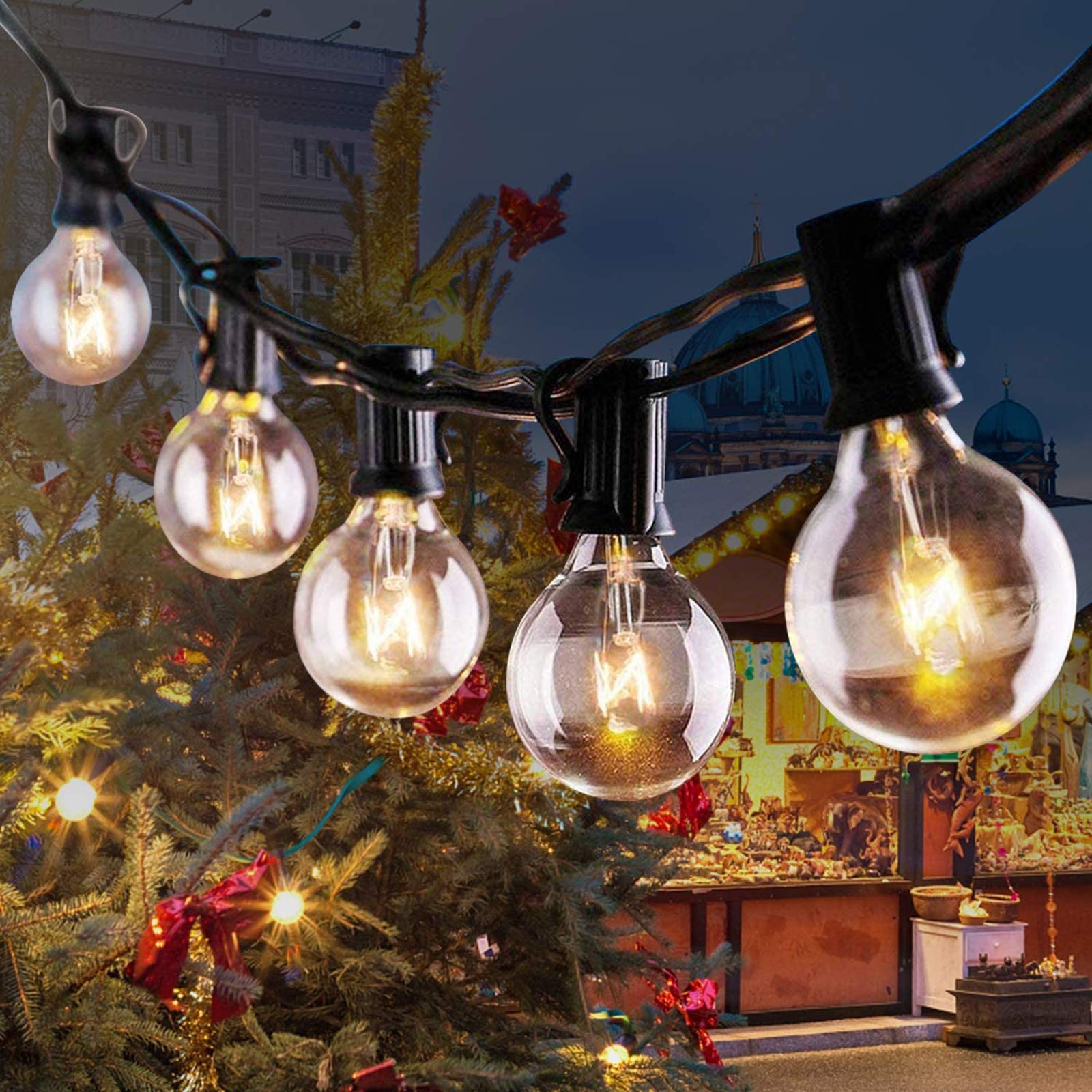 OUTAD String Lights, 27ft IP68 Waterproof Garden String Lights with 29 G40 Bulbs for Home,Garden,Terrace,Party,Christmas,Wedding (27ft)