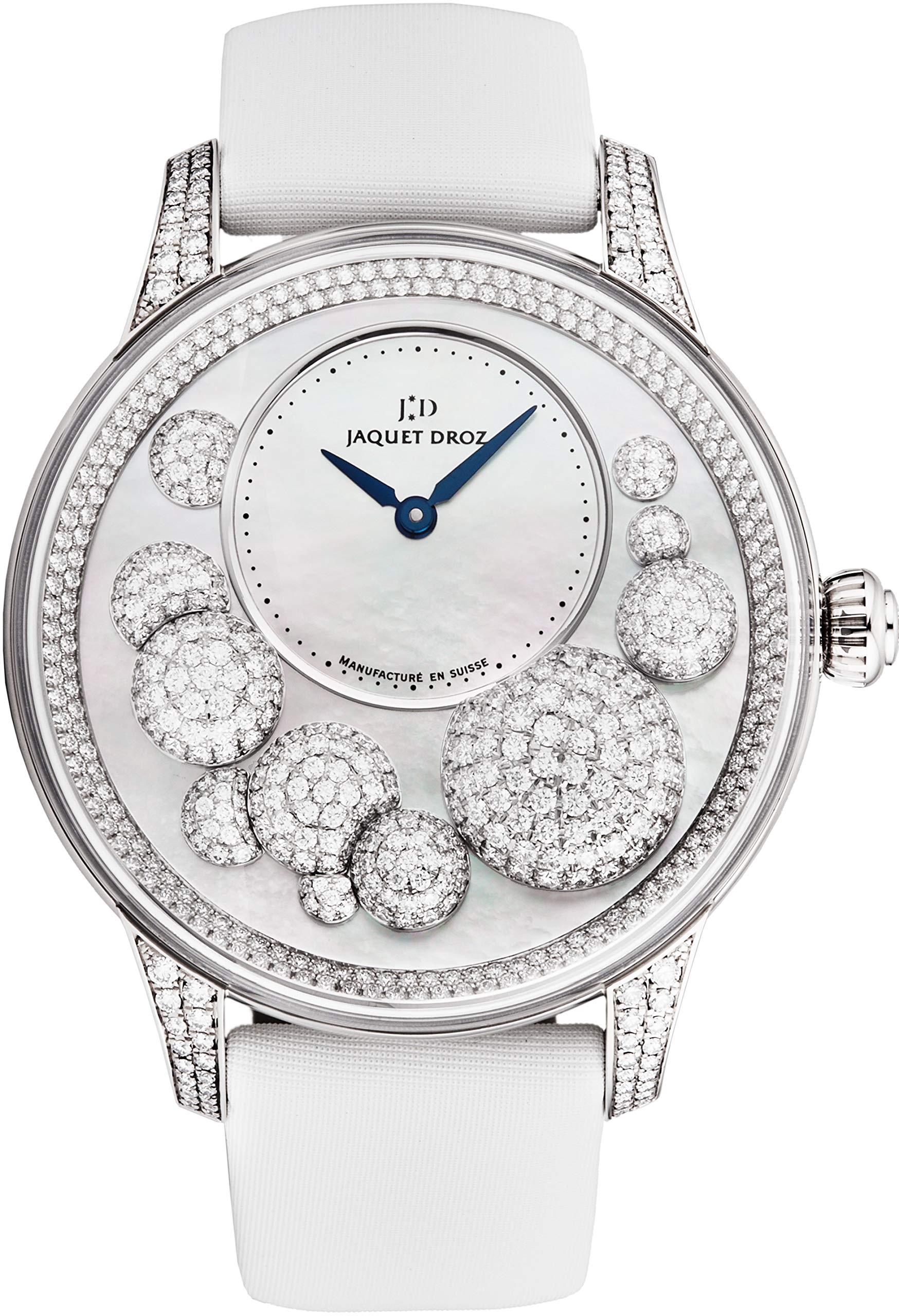 Jaquet Droz Women's 'Petite Heure' Automatic Watch - Mother of Pearl Dial with Blue Hands - Sapphire