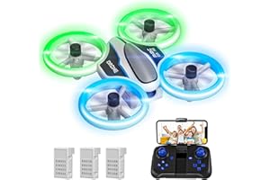 AVIALOGIC M2C Mini Drone with Camera 1080P HD FPV - Drones for Kids and Beginners RC Quadcopter with LED Light,Altitude Hold,Gesture Selfie and 3D Flips, 3 Batteries, Easy to Fly,Birthday and Xmas Gifts Toys for Boys and Girls (Blue)