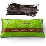 50 Organic Madagascar Vanilla Beans. Whole Grade A Vanilla Pods for Vanilla Extract and Baking